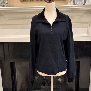 Per Se by Carlisle Glen Plaid Quarter Zip Jacket | Size 6 | Black & Navy